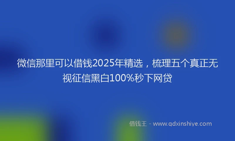 微信那里可以借钱2025年精选，梳理五个真正无视征信黑白100%秒下网贷