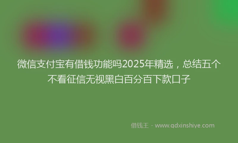 微信支付宝有借钱功能吗2025年精选，总结五个不看征信无视黑白百分百下款口子