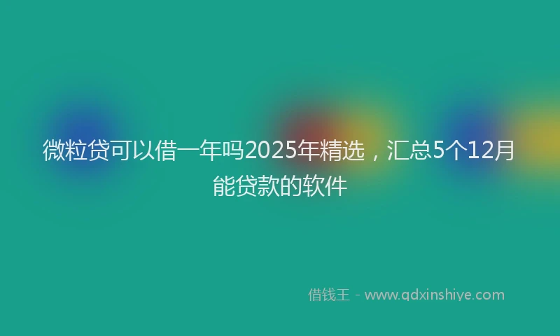 微粒贷可以借一年吗2025年精选，汇总5个12月能贷款的软件