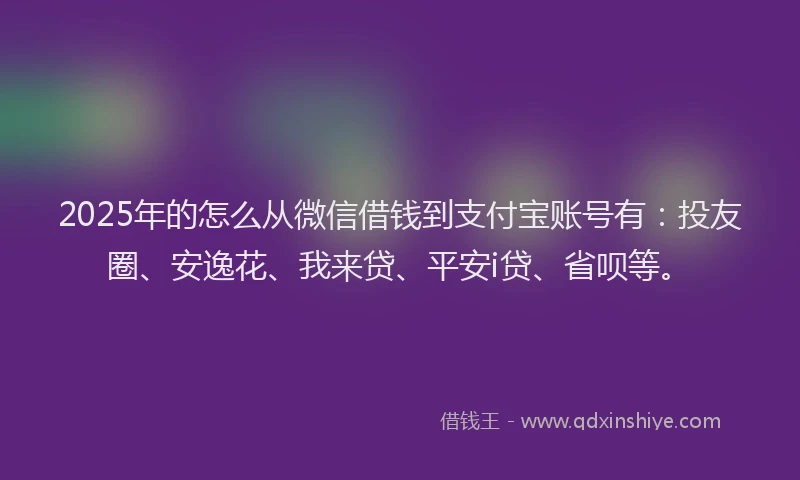 2025年的怎么从微信借钱到支付宝账号有：投友圈、安逸花、我来贷、平安i贷、省呗等。