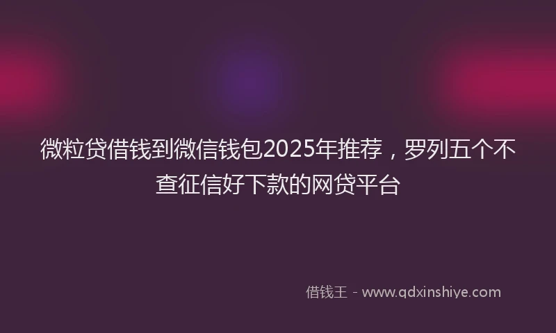 微粒贷借钱到微信钱包2025年推荐，罗列五个不查征信好下款的网贷平台