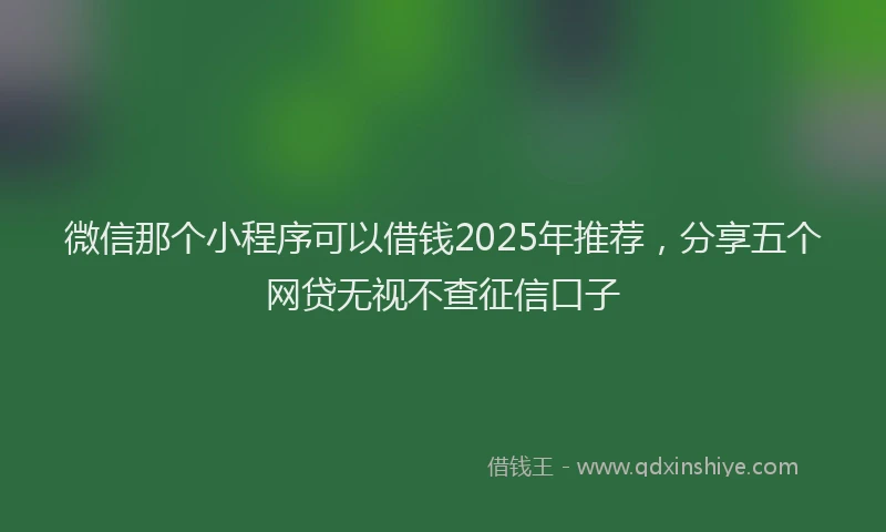 微信那个小程序可以借钱2025年推荐，分享五个网贷无视不查征信口子