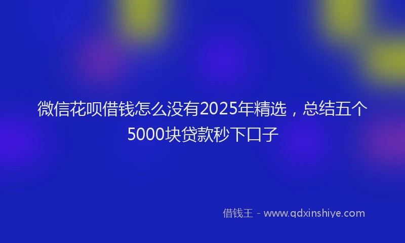 微信花呗借钱怎么没有2025年精选，总结五个5000块贷款秒下口子