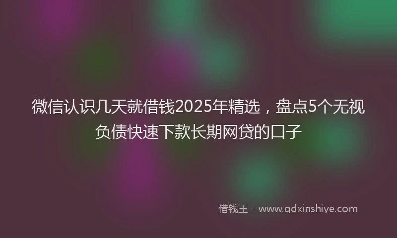 微信认识几天就借钱2025年精选，盘点5个无视负债快速下款长期网贷的口子