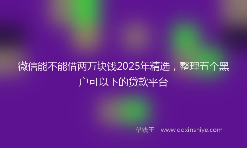 微信能不能借两万块钱2025年精选，整理五个黑户可以下的贷款平台