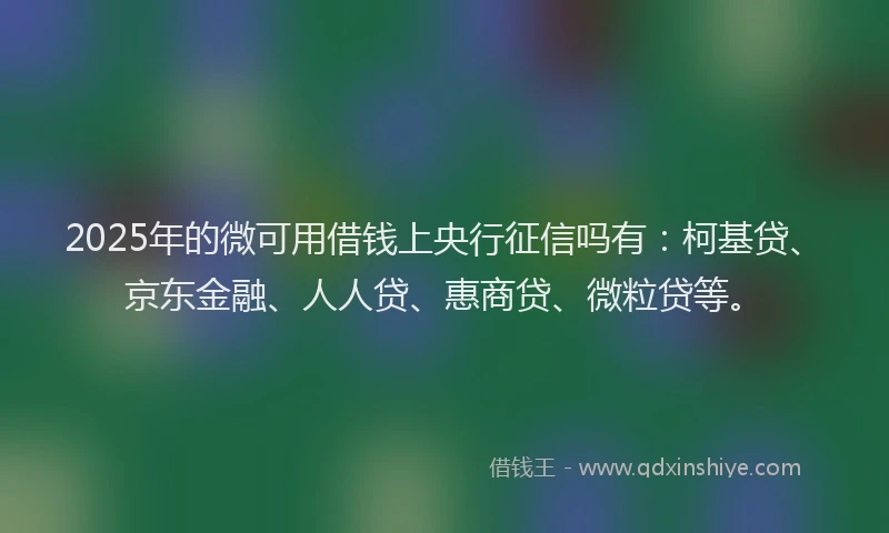 2025年的微可用借钱上央行征信吗有：柯基贷、京东金融、人人贷、惠商贷、微粒贷等。