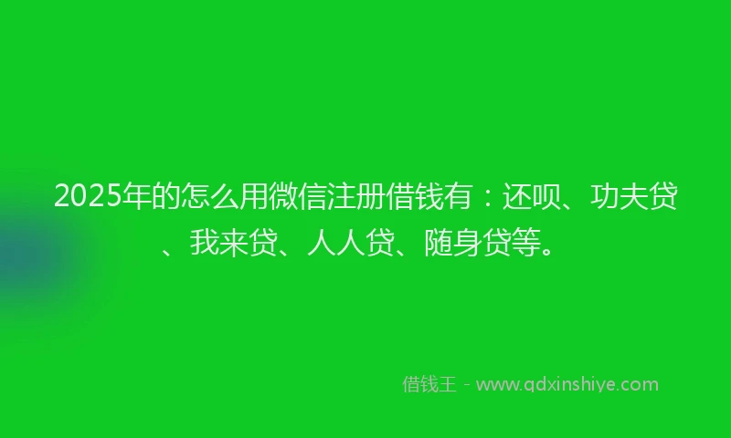 2025年的怎么用微信注册借钱有：还呗、功夫贷、我来贷、人人贷、随身贷等。