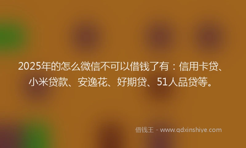 2025年的怎么微信不可以借钱了有：信用卡贷、小米贷款、安逸花、好期贷、51人品贷等。