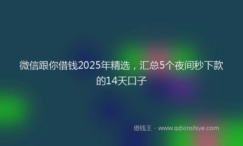微信跟你借钱2025年精选，汇总5个夜间秒下款的14天口子