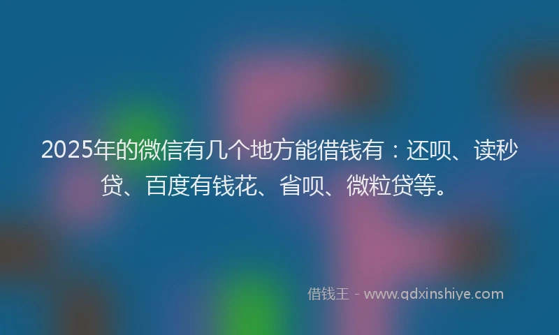 2025年的微信有几个地方能借钱有：还呗、读秒贷、百度有钱花、省呗、微粒贷等。