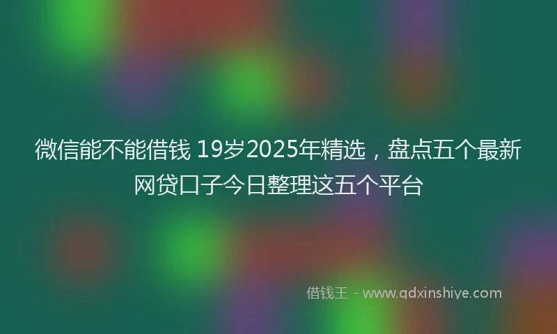 微信能不能借钱 19岁2025年精选，盘点五个最新网贷口子今日整理这五个平台