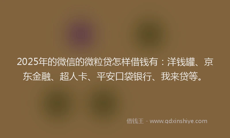 2025年的微信的微粒贷怎样借钱有：洋钱罐、京东金融、超人卡、平安口袋银行、我来贷等。