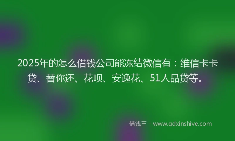 2025年的怎么借钱公司能冻结微信有：维信卡卡贷、替你还、花呗、安逸花、51人品贷等。