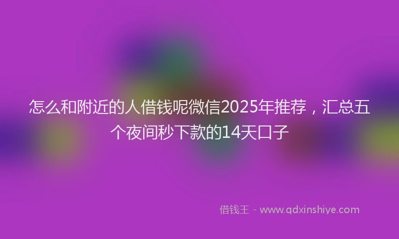 怎么和附近的人借钱呢微信2025年推荐，汇总五个夜间秒下款的14天口子