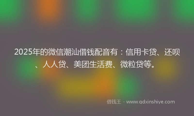 2025年的微信潮汕借钱配音有：信用卡贷、还呗、人人贷、美团生活费、微粒贷等。