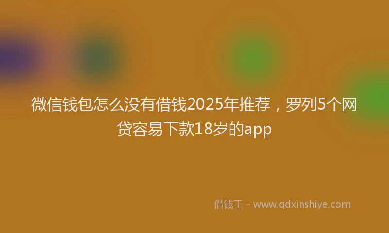 微信钱包怎么没有借钱2025年推荐，罗列5个网贷容易下款18岁的app