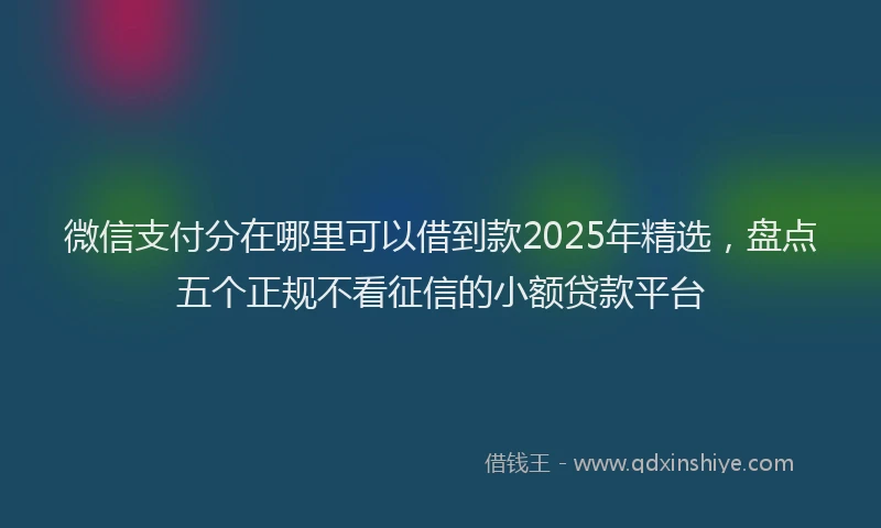 微信支付分在哪里可以借到款2025年精选，盘点五个正规不看征信的小额贷款平台
