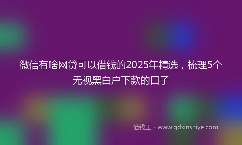 微信有啥网贷可以借钱的2025年精选，梳理5个无视黑白户下款的口子