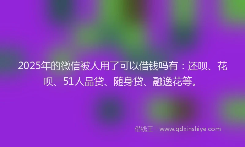 2025年的微信被人用了可以借钱吗有：还呗、花呗、51人品贷、随身贷、融逸花等。