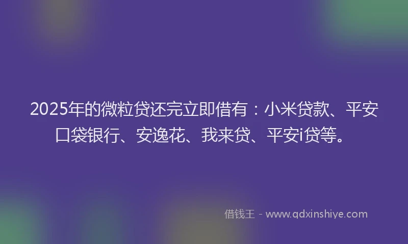 2025年的微粒贷还完立即借有：小米贷款、平安口袋银行、安逸花、我来贷、平安i贷等。