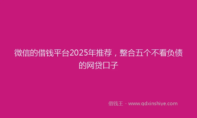 微信的借钱平台2025年推荐，整合五个不看负债的网贷口子