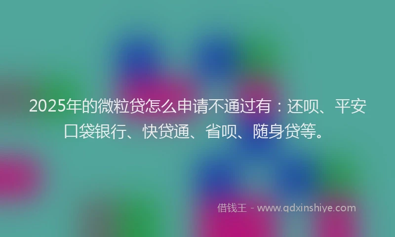 2025年的微粒贷怎么申请不通过有：还呗、平安口袋银行、快贷通、省呗、随身贷等。