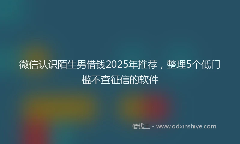 微信认识陌生男借钱2025年推荐，整理5个低门槛不查征信的软件