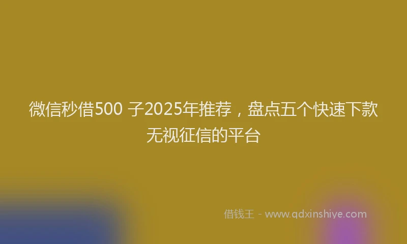 微信秒借500 子2025年推荐，盘点五个快速下款无视征信的平台