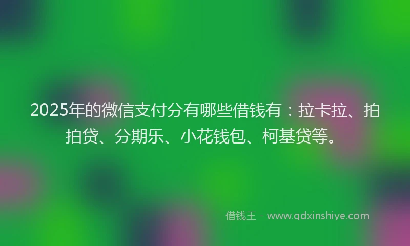 2025年的微信支付分有哪些借钱有：拉卡拉、拍拍贷、分期乐、小花钱包、柯基贷等。