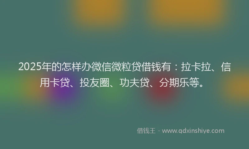 2025年的怎样办微信微粒贷借钱有：拉卡拉、信用卡贷、投友圈、功夫贷、分期乐等。