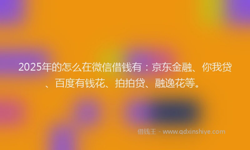 2025年的怎么在微信借钱有：京东金融、你我贷、百度有钱花、拍拍贷、融逸花等。