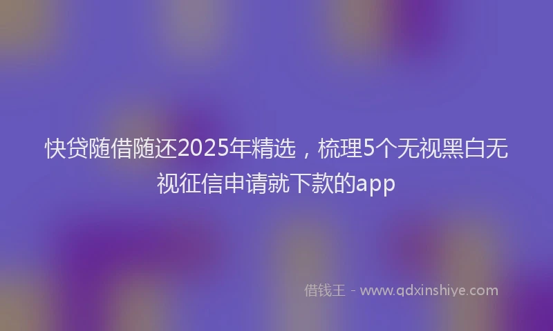 快贷随借随还2025年精选，梳理5个无视黑白无视征信申请就下款的app