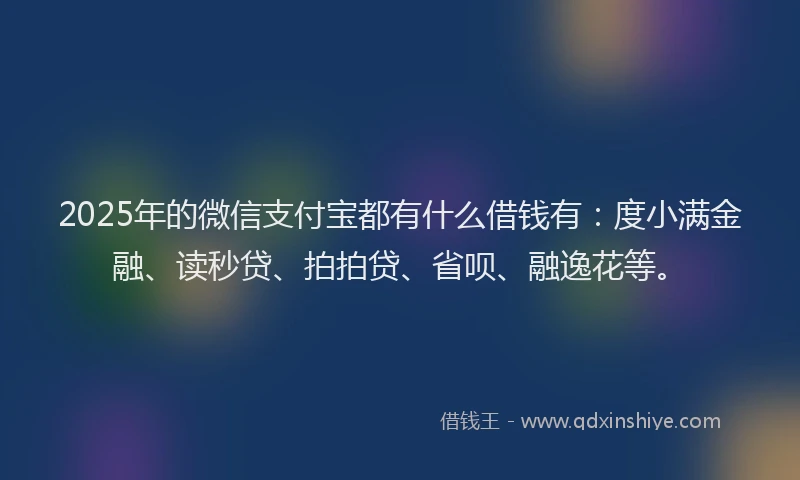 2025年的微信支付宝都有什么借钱有：度小满金融、读秒贷、拍拍贷、省呗、融逸花等。