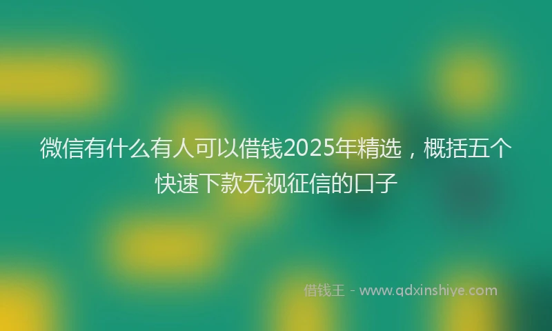 微信有什么有人可以借钱2025年精选，概括五个快速下款无视征信的口子
