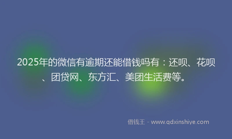2025年的微信有逾期还能借钱吗有：还呗、花呗、团贷网、东方汇、美团生活费等。