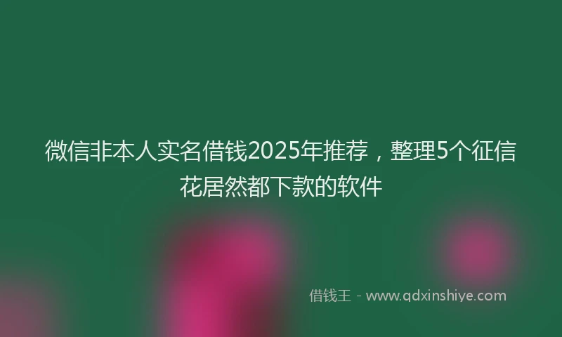 微信非本人实名借钱2025年推荐，整理5个征信花居然都下款的软件