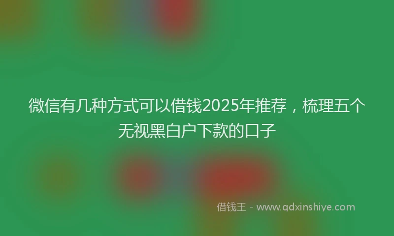 微信有几种方式可以借钱2025年推荐，梳理五个无视黑白户下款的口子