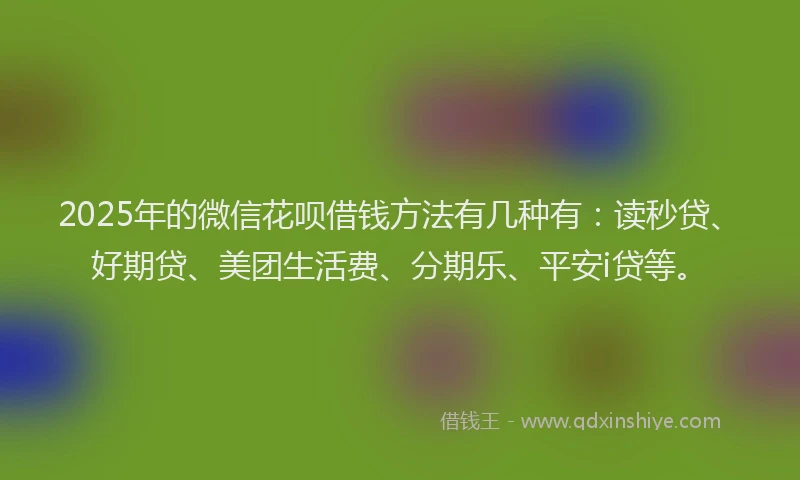 2025年的微信花呗借钱方法有几种有：读秒贷、好期贷、美团生活费、分期乐、平安i贷等。