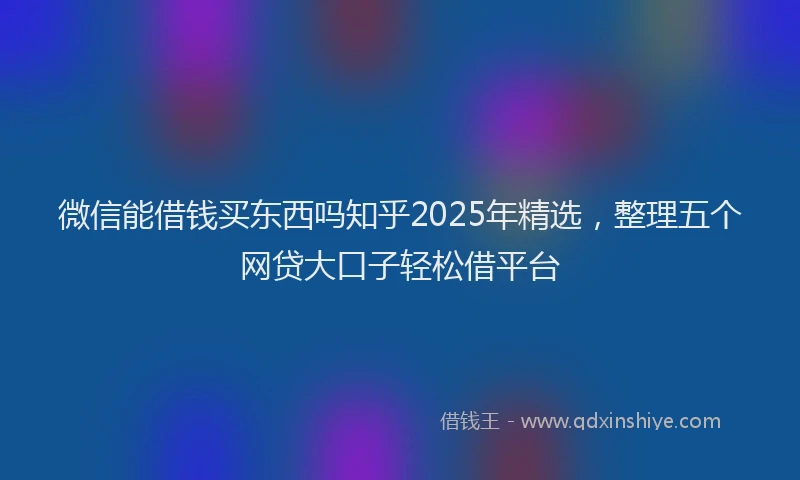 微信能借钱买东西吗知乎2025年精选，整理五个网贷大口子轻松借平台