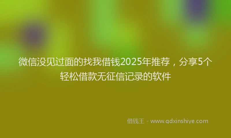 微信没见过面的找我借钱2025年推荐，分享5个轻松借款无征信记录的软件