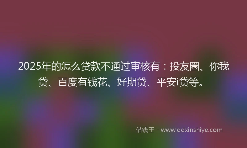 2025年的怎么贷款不通过审核有：投友圈、你我贷、百度有钱花、好期贷、平安i贷等。