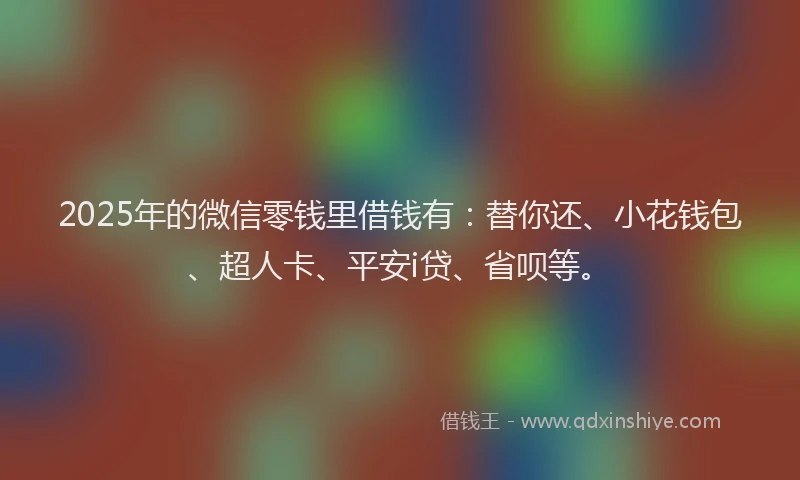 2025年的微信零钱里借钱有：替你还、小花钱包、超人卡、平安i贷、省呗等。