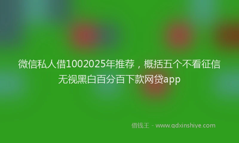 微信私人借1002025年推荐，概括五个不看征信无视黑白百分百下款网贷app