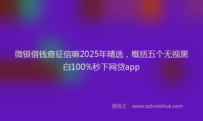 微银借钱查征信嘛2025年精选，概括五个无视黑白100%秒下网贷app