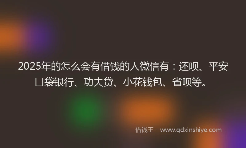 2025年的怎么会有借钱的人微信有：还呗、平安口袋银行、功夫贷、小花钱包、省呗等。
