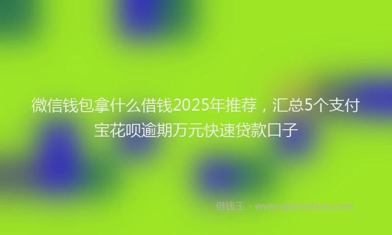 微信钱包拿什么借钱2025年推荐，汇总5个支付宝花呗逾期万元快速贷款口子
