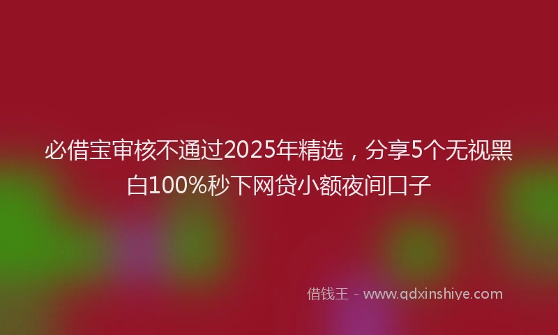 必借宝审核不通过2025年精选，分享5个无视黑白100%秒下网贷小额夜间口子