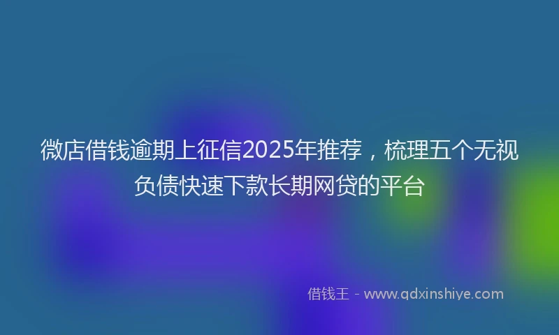 微店借钱逾期上征信2025年推荐，梳理五个无视负债快速下款长期网贷的平台