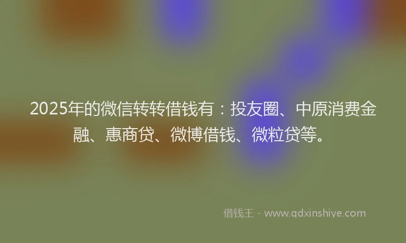 2025年的微信转转借钱有：投友圈、中原消费金融、惠商贷、微博借钱、微粒贷等。