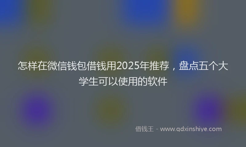 怎样在微信钱包借钱用2025年推荐，盘点五个大学生可以使用的软件